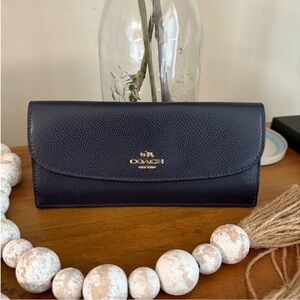 Coach Navy Blue Leather Women's Clutch Wallet